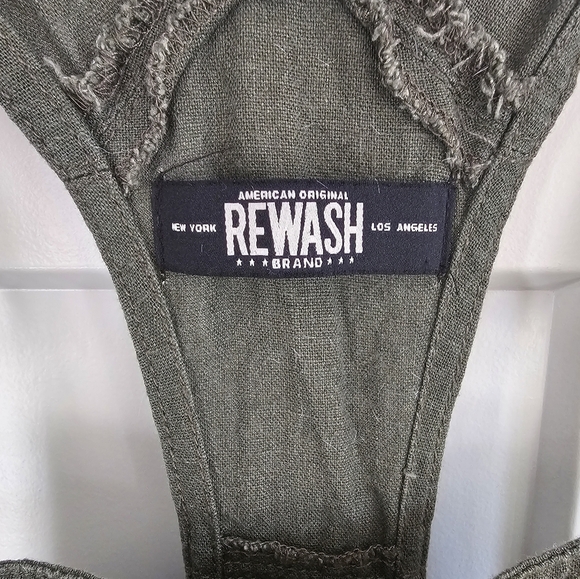 American Original Rewash Olive Green Overall Shorts With Pockets Small - Picture 2 of 11